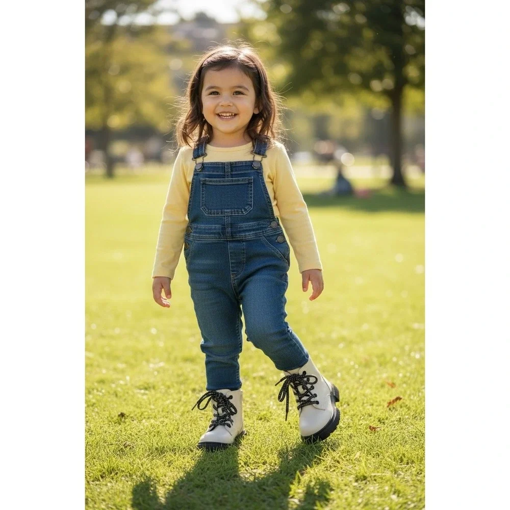 ZARA Kids Cream Combat Boots Side Zip Lace Up Chunky‎ Sole Size EU 22